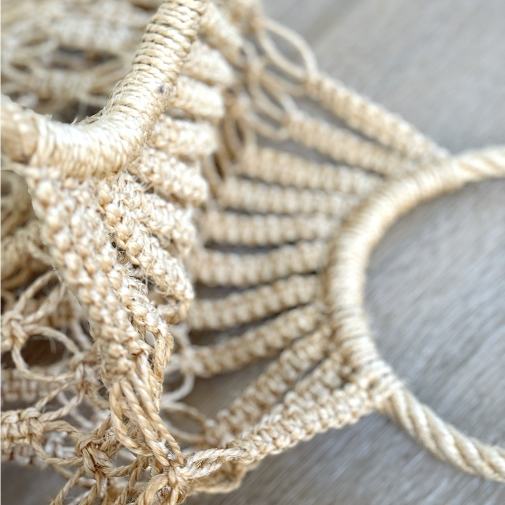Handmade Hollow Out Macramé Beach Jute Woven Tote Bag Farmers Market Bag - Picture 4 of 10